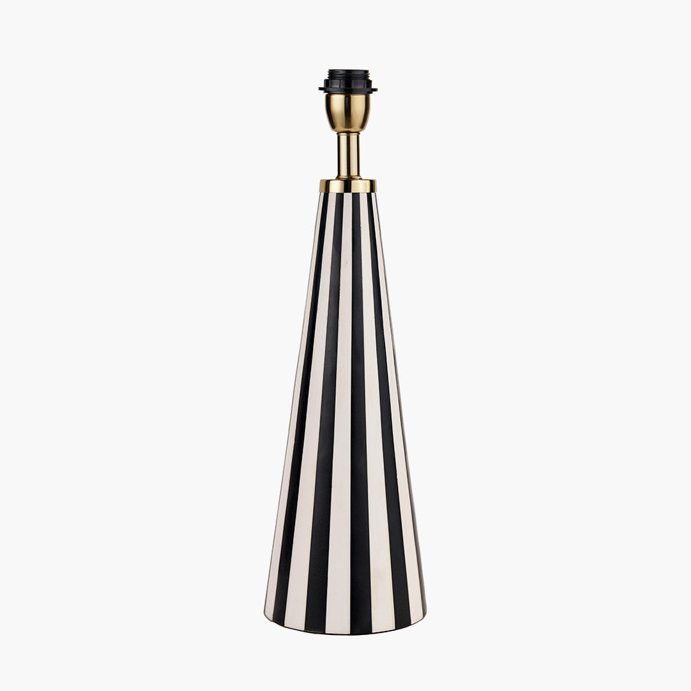 Alejo Black & White Stripe Conical Resin Table Lamp - Base Only